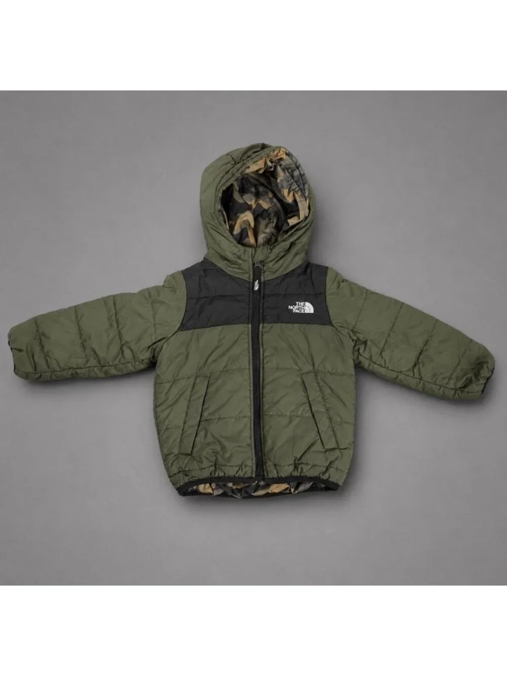 THE NORTH FACE Toddler Boy 2T Reversible Perrito Puffer Jacket Green/Black Camo